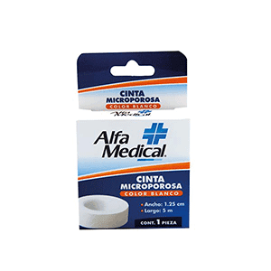 Cinta microporosa color blanco Alfa Medical 1.25cm x 5m 1pz