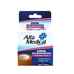 Cinta microporosa color piel Alfa Medical 2.5cm x 5m 1pz