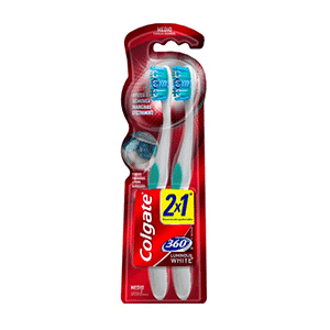 Cepillo dental luminous white 360 Colgate 2pz
