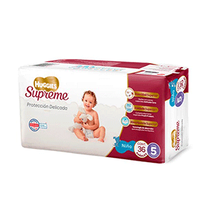 Pañales unisex etapa 5 Huggies Supreme 36pz