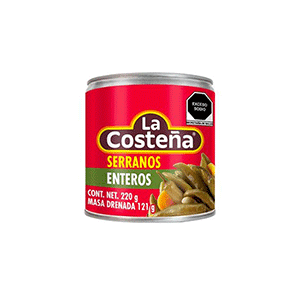 Chiles serranos enteros La Costeña 220g