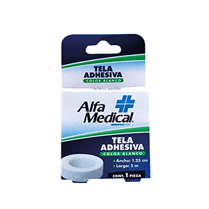 Tela adhesiva blanca Alfa Medical 1.25cm x 5m 1pz