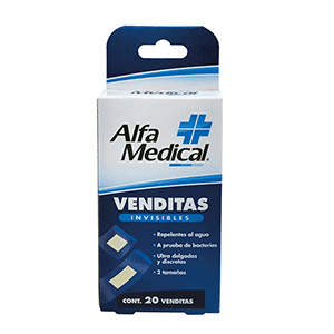 Venditas adhesivas invisibles 2 tamaños Alfa Medical 20pz